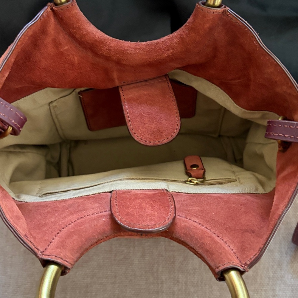 Suede J Crew purse with brass handles - Picture 6 of 6